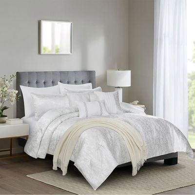 Allure Erin 10-Piece Super King Comforter Set 260X260 Cm White